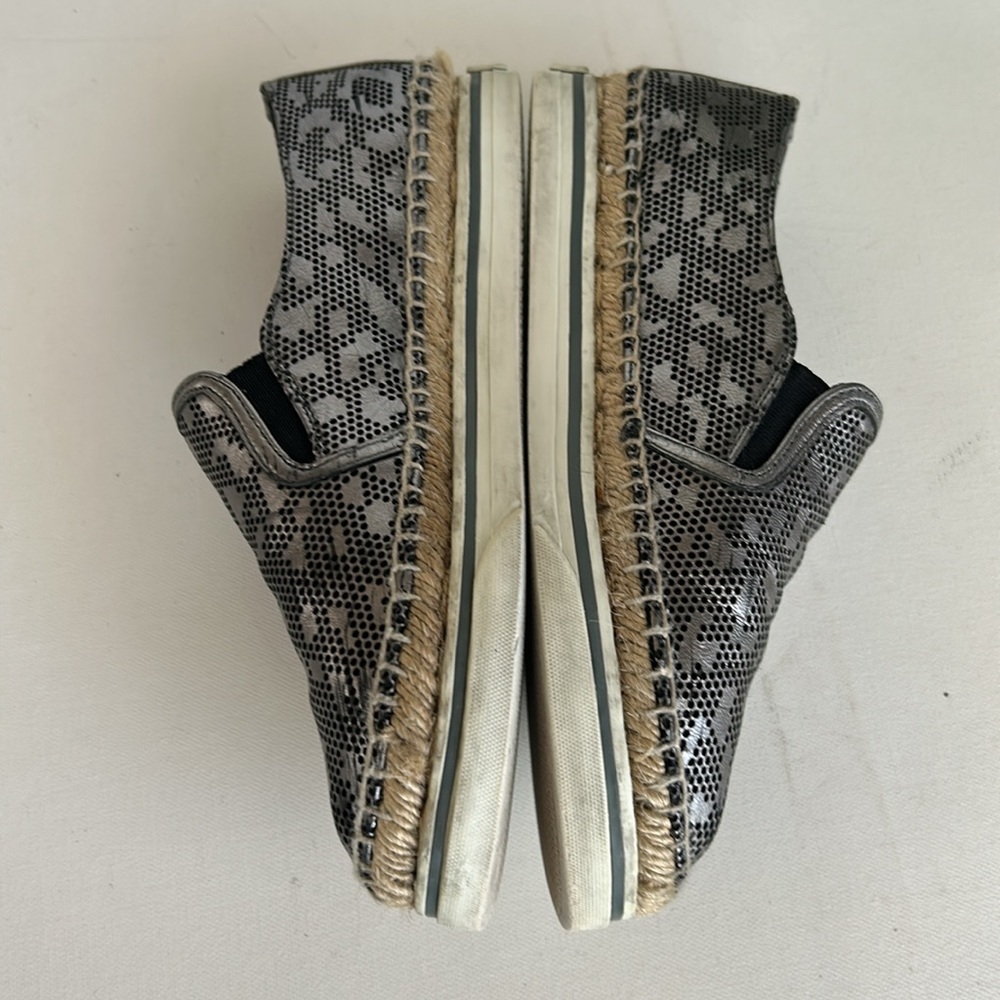 JIMMY CHOO DAWN STEEL SLIP ON LOGO ESPADRILLES SNEAKERS - Picture 11 of 17